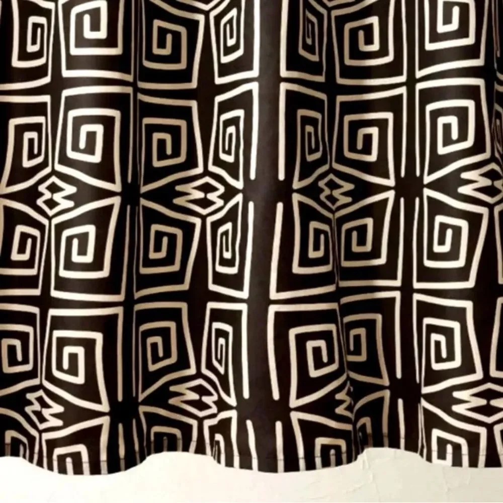 Opalhouse Geometric Black and Cream Shower Curtain with Black Shower Hooks